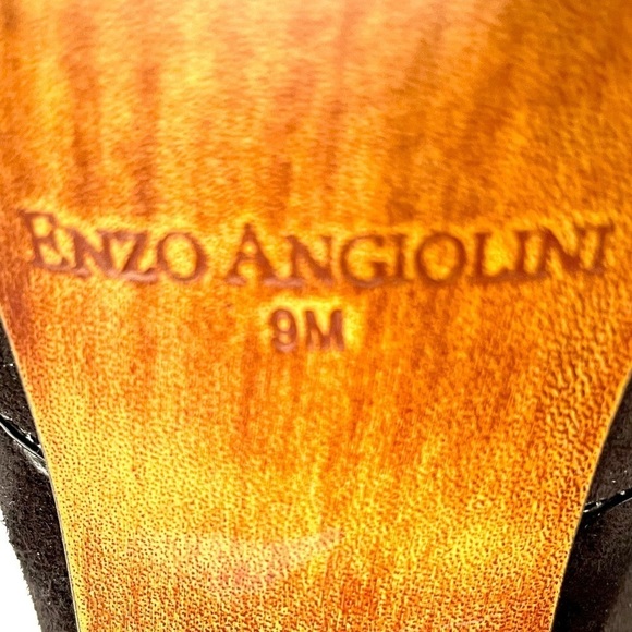 BLACK SUEDE ENZO ANGIOLINI PEEP TOE ANKLE STRAP 9M - Picture 8 of 8